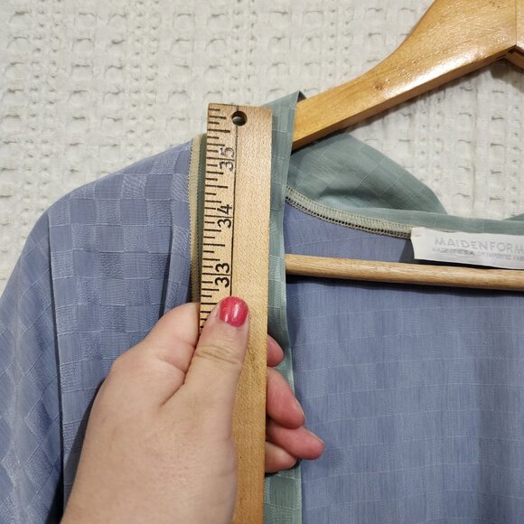 Vintage Maidenform Checkered Pastel Blue & Green Lingerie Silky Robe Size Large - Picture 13 of 13